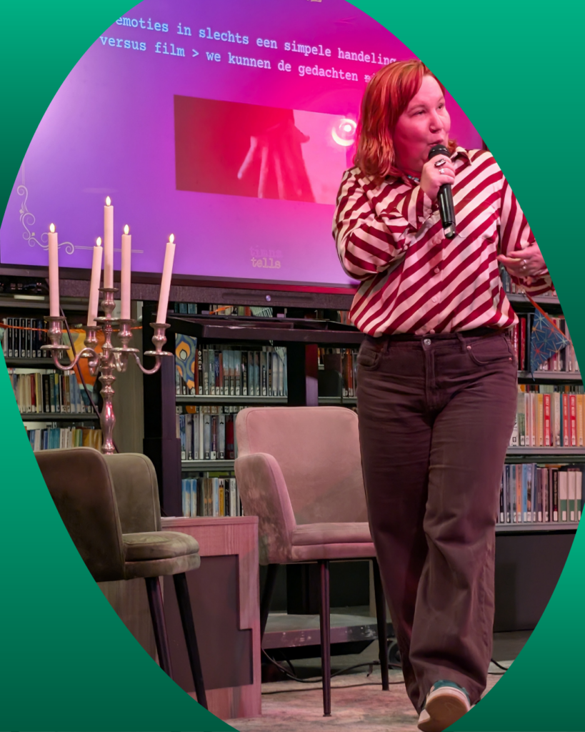 Timna geeft lezingen over films en series in filmtheaters bioscopen en bibliotheken